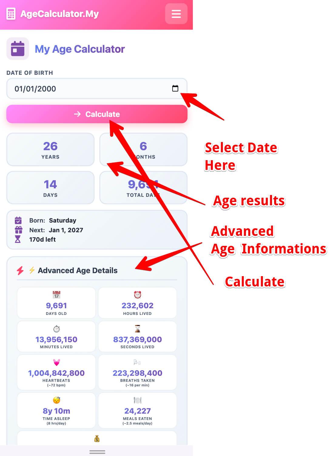 How to use Age Calculator